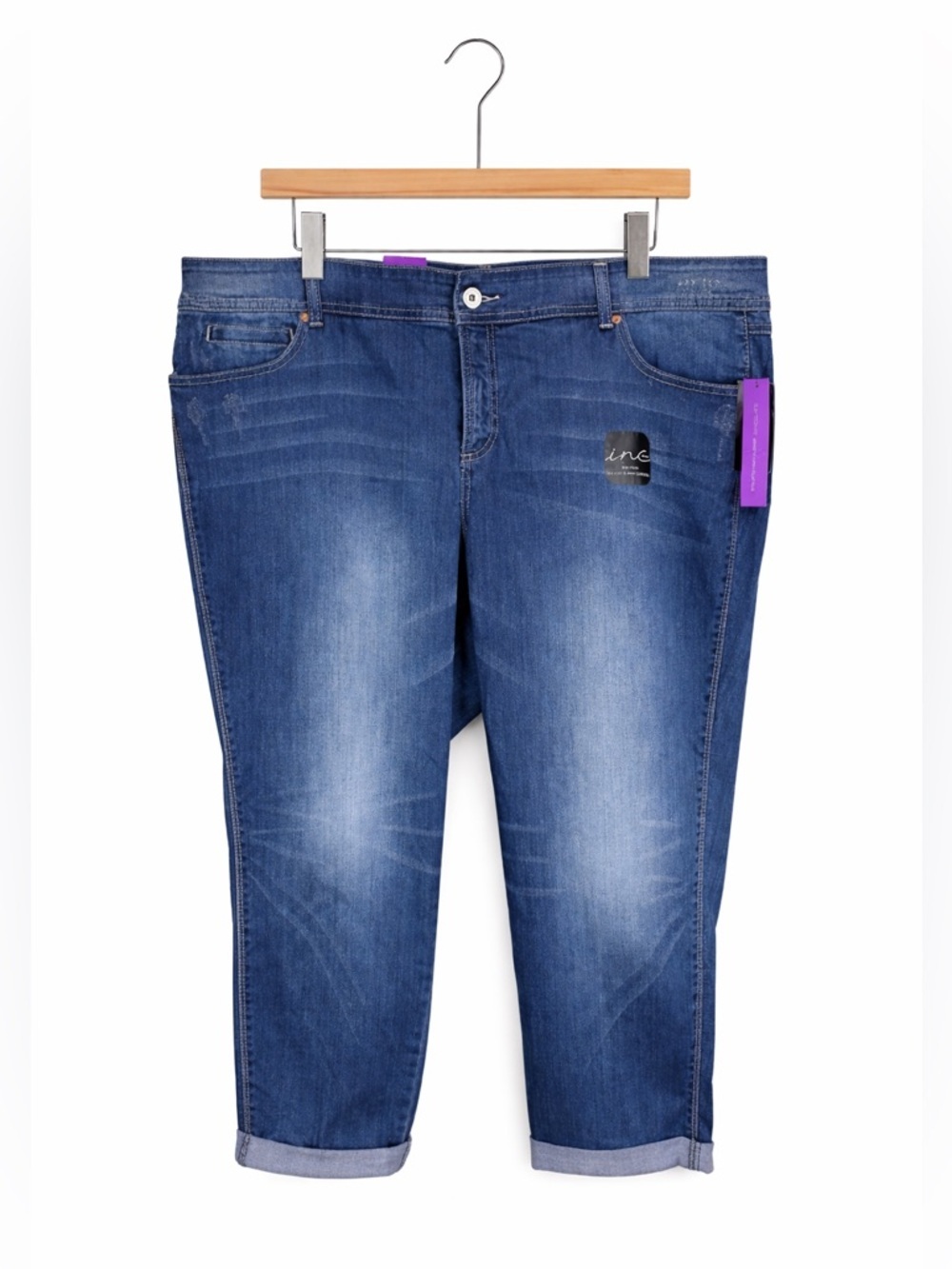 INC Boyfriend Jeans 24W Plus Size Dark Wash Casual Chic Momcore Denim NWT